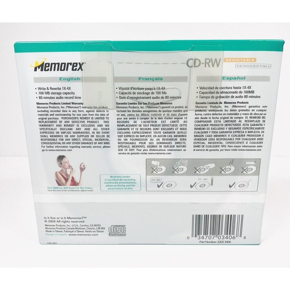 NEW Memorex CD-RW Rewritable 5 Pack 4x 700MB 80 Minutes with Slim Jewel Cases - Picture 2 of 2